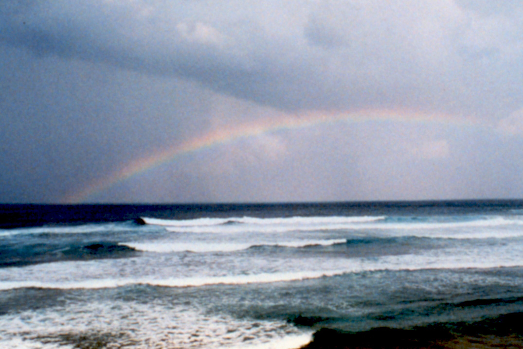 Rainbow over ocean