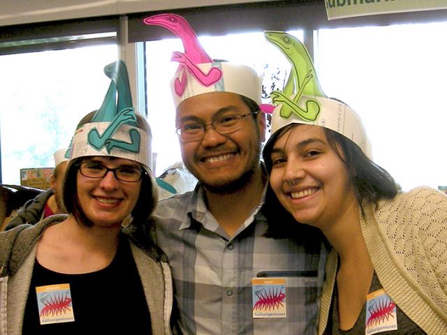 Paleo students wearing dino hats
